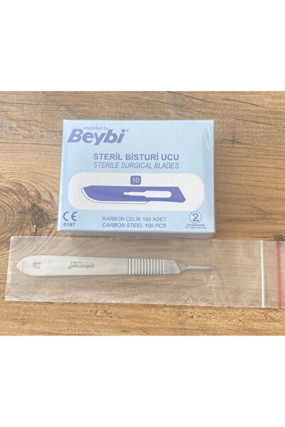 Beybi BİSTÜRİ KESİM OPERASYON UCU NO: 10+SAPI NO:3 (steril) (100 ADET) PASLAN...