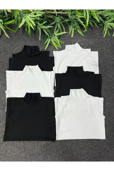 COMFORT SECRET 6 Pieces Black and White Color Turtleneck Throat Zero Sleeve (...