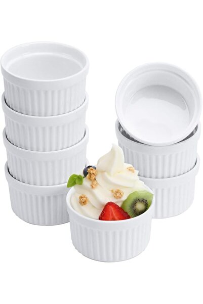 The Bros Porcelain Ramekins 4OZ,Set of 8, Souffle Dishes,