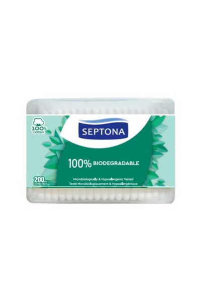 Septona Betisoare de Urechi Biodegradabile din Bumbac - 100% 100% Cotton, 200...