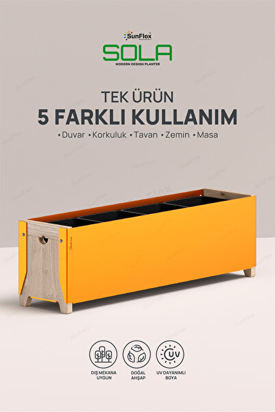 SUNFLEX Sola Askılı Dekoratif Çiçeklik 65 cm Metal ve Ahşap