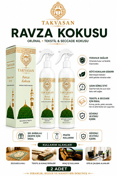 Takvasan Medine Ravza Kokusu 400 ml 2 Adet Alkolsüz Oda ve Ortam Kokusu Hediy...