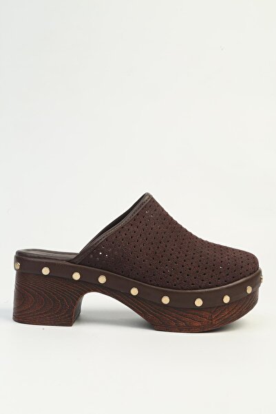 Pierre Cardin Women's Brown Platform Sole Sabo Slippers