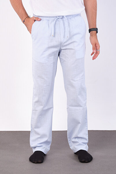 FRANKNESS JNS Men's Baggy Fit Linen Fabric Elastic Waist Comfortable Cut Pants