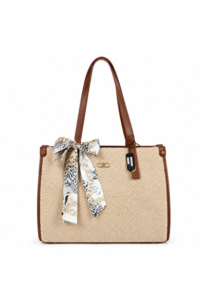 Raymond Riviera Wicker Women's Shoulder Bag - Long Strap - Scarf Detail