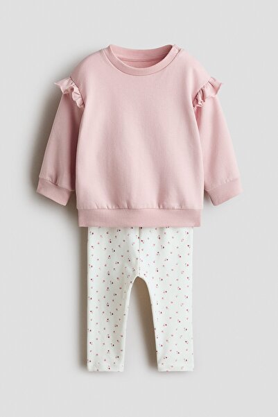 H&M 2 Parçalı Pamuklu ve Fırfırlı Set