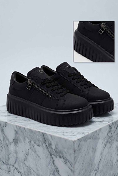 Lufian Ženske kaki kožne crno-bede ležerne sportske cipele Sneakers LFN-874