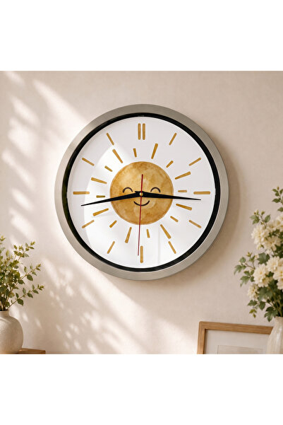 Hediyelendir 28 CM Camlı Akar Saniyeli Çocuk Odası Duvar Saati - Goldie