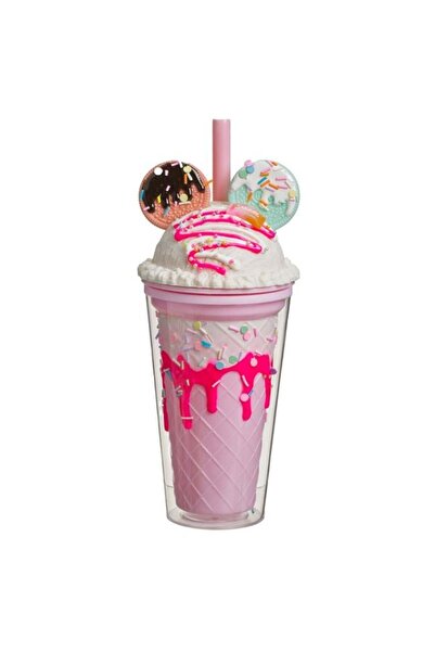 OEM Pahar Granita cu Biscuiți din Plastic, Capac și Pai, 450 ml