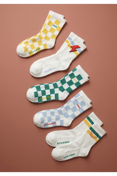 Katia&Bony Pack of 5 Checkered Patterned Children's Socks