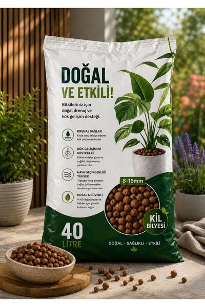NEXVORİA Profesyonel Bitki Yetiştiriciliği İçin Doğal Kil Bilyesi 40 Litre