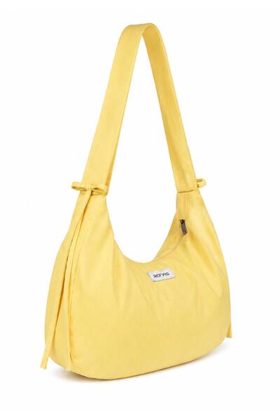 RONASBAG Bow Bag Butter Yellow Kadın Astarlı Içi Gözlü Fiyonk Detaylı Fermuarlı Baget Kol Çantası