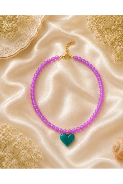Elvia Atelier Murano Kalp Pembe Kolye