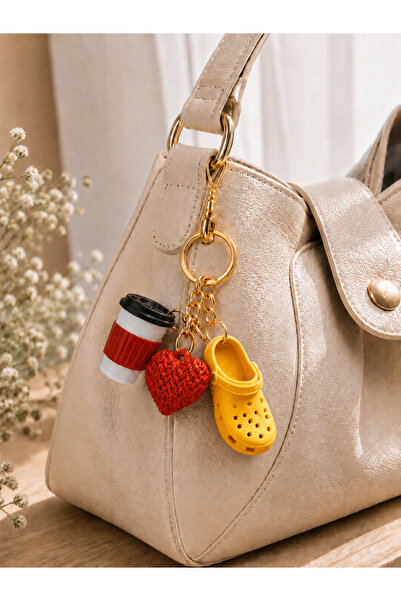 Eyiser Store 3-Piece Coffee, Heart, and Slipper Bag Charm and Keychain Set - ...