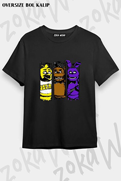 ZOKAWEAR Unisex Loose Fit Fnaf Five Nights V13 Printed T-Shirt
