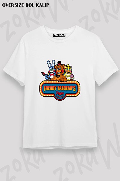 ZOKAWEAR Unisex Loose Fit Fnaf Five Nights V8 Printed T-Shirt