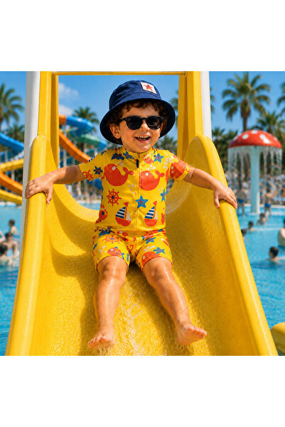 PİAURA Children's One-Piece Swimsuit Half Zipper Sea and Pool Girls Boys Swim...