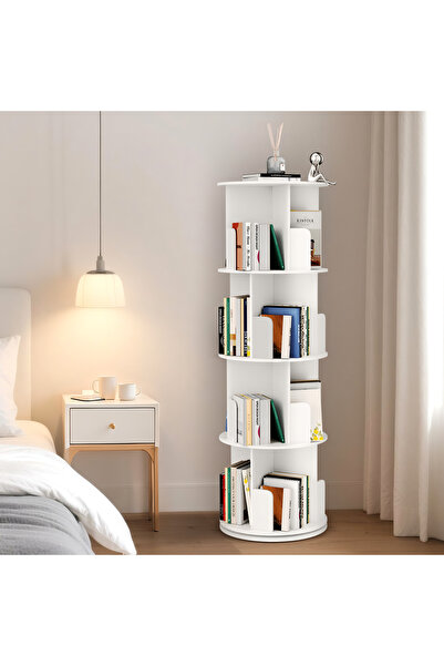 Topone1Topone1 4 Tier Rotating Bookshelf, Spinning 360 Bookcase Lazy Susan To...