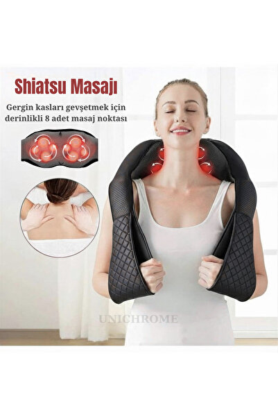Unichrome Kneading Ovmalı Isıtmalı Masaj Yastığı Boyun Bel Sırt Omuz Şarjlı Masaj Aleti