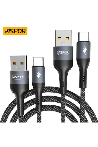 Aspor Cablu USB-A la USB-C, Nylon Împletit, Încărcare Rapidă 5A, 1m - AC53