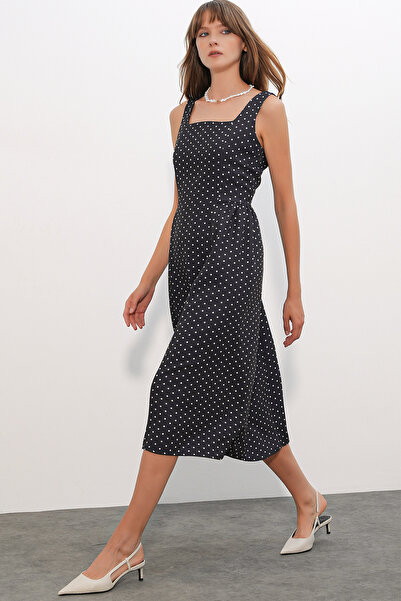 Bigdart Women's Strappy Polka Dot Midi Dress 2607 - Black