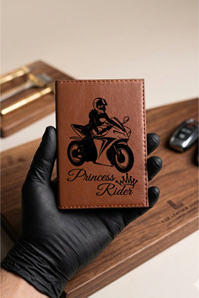 Yalıgraf Reklam Tabela Princess Rider Brown Tan Leather Stitched Motor Licens...