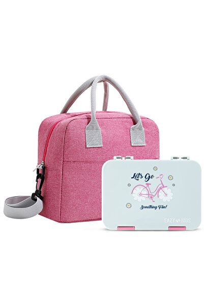 Eazy Kids 4 Compartment Bento Lunch Box w/ Insulated Lunch Bag – Bicycle Mint