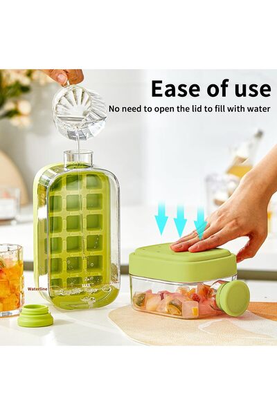 Yallabena Cube Bottle – 2-in-1 Ice Cube Water Bottle with Straw (800ml, Green)