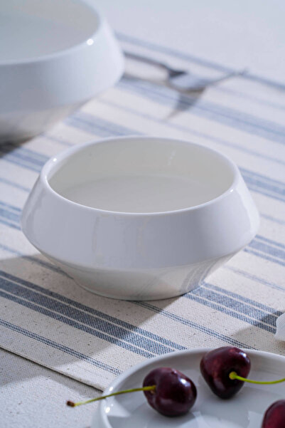 ACAR Jea-07389 Rumi White Porcelain 14 cm Round Bowl 6 Pieces
