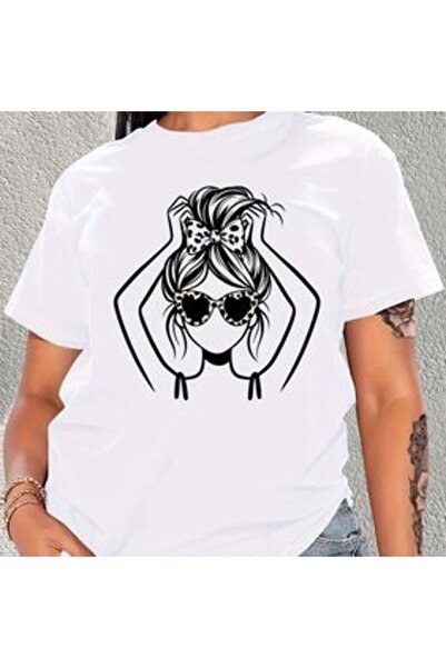 COZYWEAR Oversize White Printed Women's T-Shirt