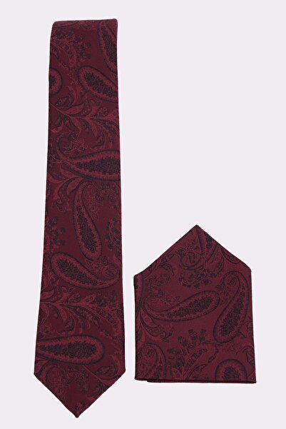 Tudors Burgundy Patterned Classic Tie with Pocket Square