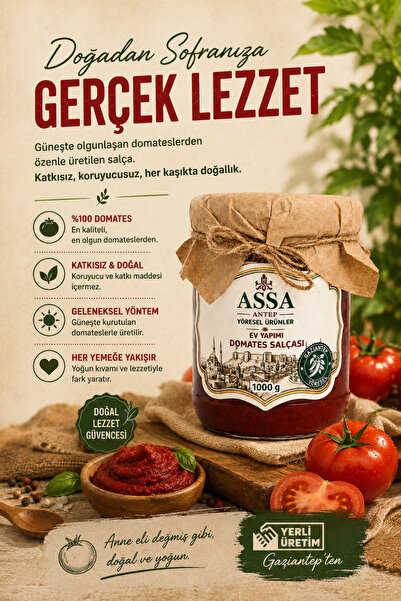 ASSA ANTEP YÖRESEL Antep Domates Salçası 1 Kg - Doğal - Taze
