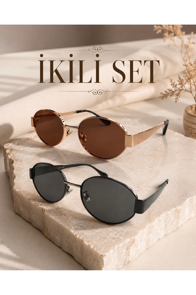 PİYESBOUTİQUE Alev 56 Ekartman Set of 2 Unisex Women Men Uv400 Protected Oval...