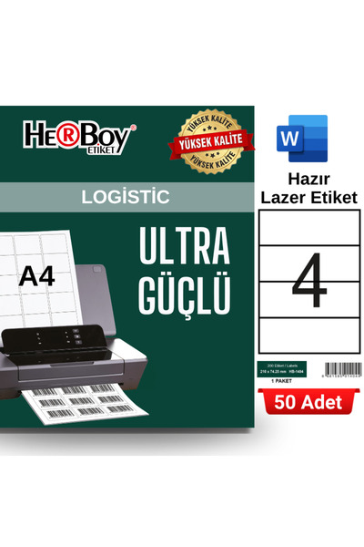 HB-1404 210 x 74,25 mm A4 Laser Etiket (50 Adet)