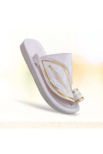 OEMS Oriental Sole, White Hand-Embroidered, Custom-Made Upon Request.