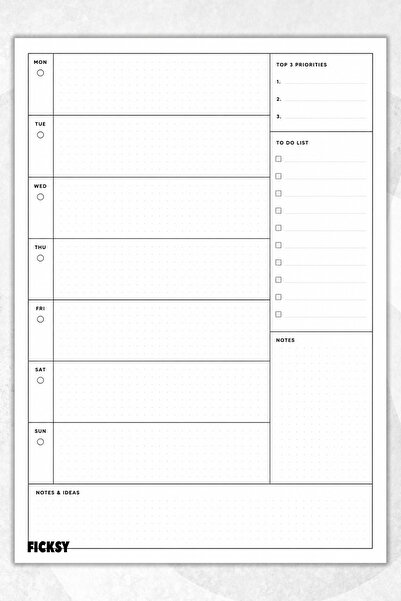 Ficksy Timeless Multi-Purpose Daily Weekly Monthly Planner - A4 Size To Do - ...