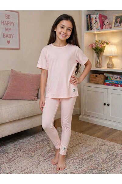 bubiee baby Girl's Cotton Dusty Pink Home Wear Short Sleeve T-Shirt and Long ...