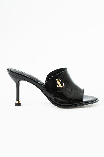 Sira Official Nola Black Heeled Slippers