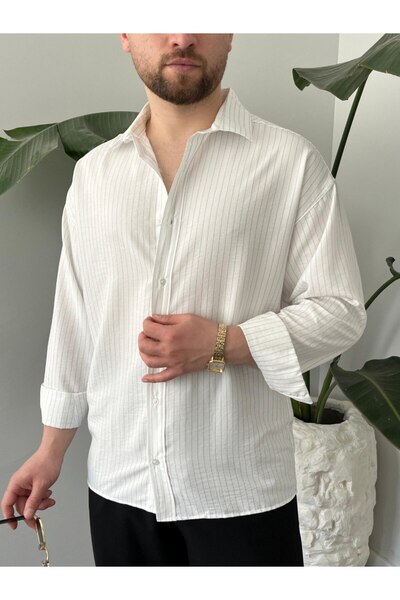 MC Wear Çizgili oversize gömlek