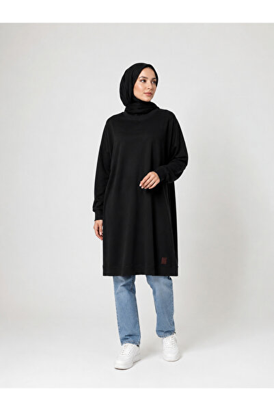 Trendline Trendy Women's Black Seasonal Two-Thread Hijab Tunic