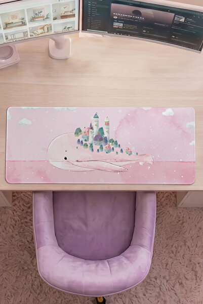 Charmbi Mouse Pad Balina Şehri – Mousepad mare pentru gaming 40x90, bază anti...