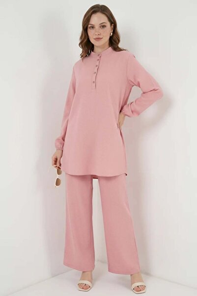 Generic Brand Women's Long Sleeve Viscose Pink Double Set
