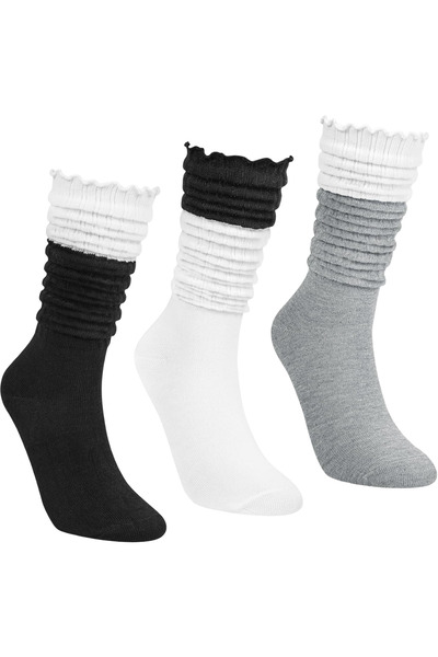 OEM Șosete Slouch lungi pentru femei, tip podgenunchiere, cu model striat, un...