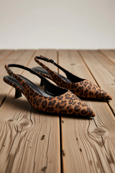 BENERLY Pantofi de damă cu vârf ascuțit, cu toc mic, cu model leopard, din pi...