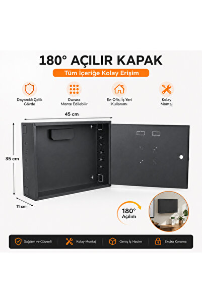 WEBERBOX Dvr/Nvr Rack Kabinet Ve Monitör Koruma Kutusu Metal 45x35x11 Antrasi...