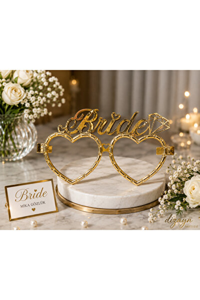 Dizayn Parti Evi Bride To Be Mika Gözlük – Gold ve Gümüş Renk Kalpli Bekarlığ...