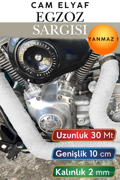 KAYRA LEATHER CRAFT 30 Metre 10 cm Cam Elyaf Egzoz Sargısı Manifold Sargı Bez...