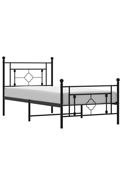 vidaxl Cadru pat metalic cu tăblii de cap/picioare, negru, 90x190 cm
