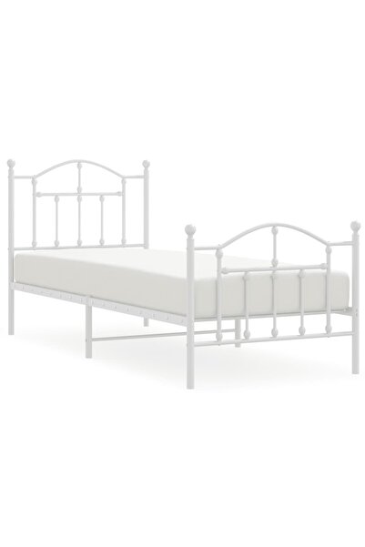 vidaxl Cadru de pat metalic cu tăblie de cap/picioare, alb, 80x200 cm