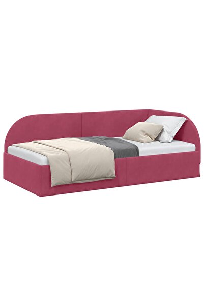 vidaxl Cadru de pat colțar Roșu Vin 90 cm x 190 cm Catifea